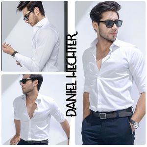 DANIEL  HECHTER  MENS MODERN FIT BRIGHT WHITE SHIRT M